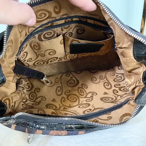 Brighton Shoulder Hobo Bag Womens Brown Patent Leather...